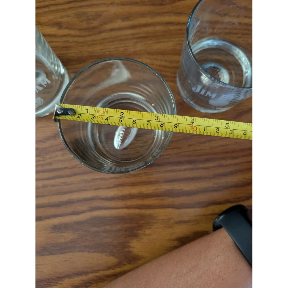 Jim Beam Whiskey Glasses Set 3 Clear 2 Football & Golf Base Etched Logo